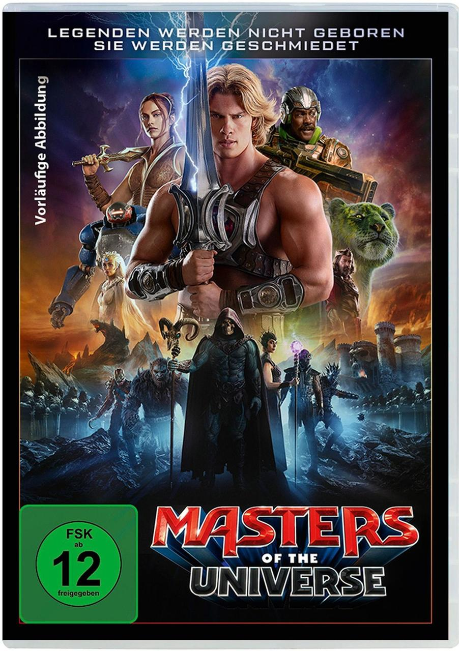 Masters of the Universe Filmplakat mit Helden und Schurken vor einer fantastischen Landschaft.