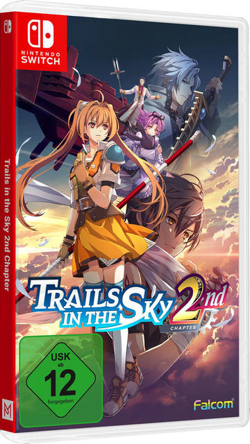 Nintendo Switch Spielhülle für Trails in the Sky 2nd Chapter mit Anime-Charakteren vor einem Himmshintergrund.