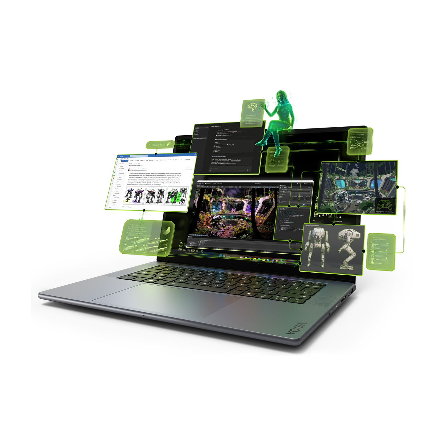LENOVO Yoga Pro 9n Notebook, 15,3 ", processore NVIDIA RTX Spark N1X con 5120-core GPU e 18-core CPU, RAM 32 GB, 1000 GB SSD, Grey, Windows 11 Home