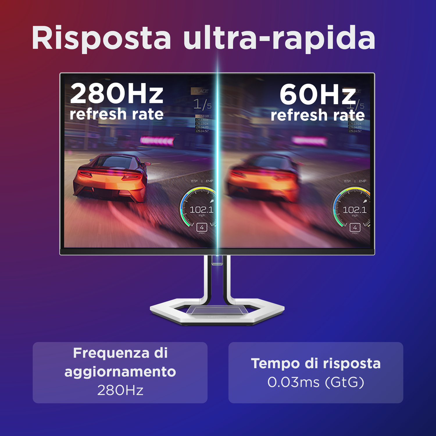 LENOVO Legion Pro 27Q-10 Monitor Gaming, 26,5 ", 2K UltraWide QHD, 2560 x 1440 Pixel, tempo di risposta 0,03 ms, refresh rate 280 Hz