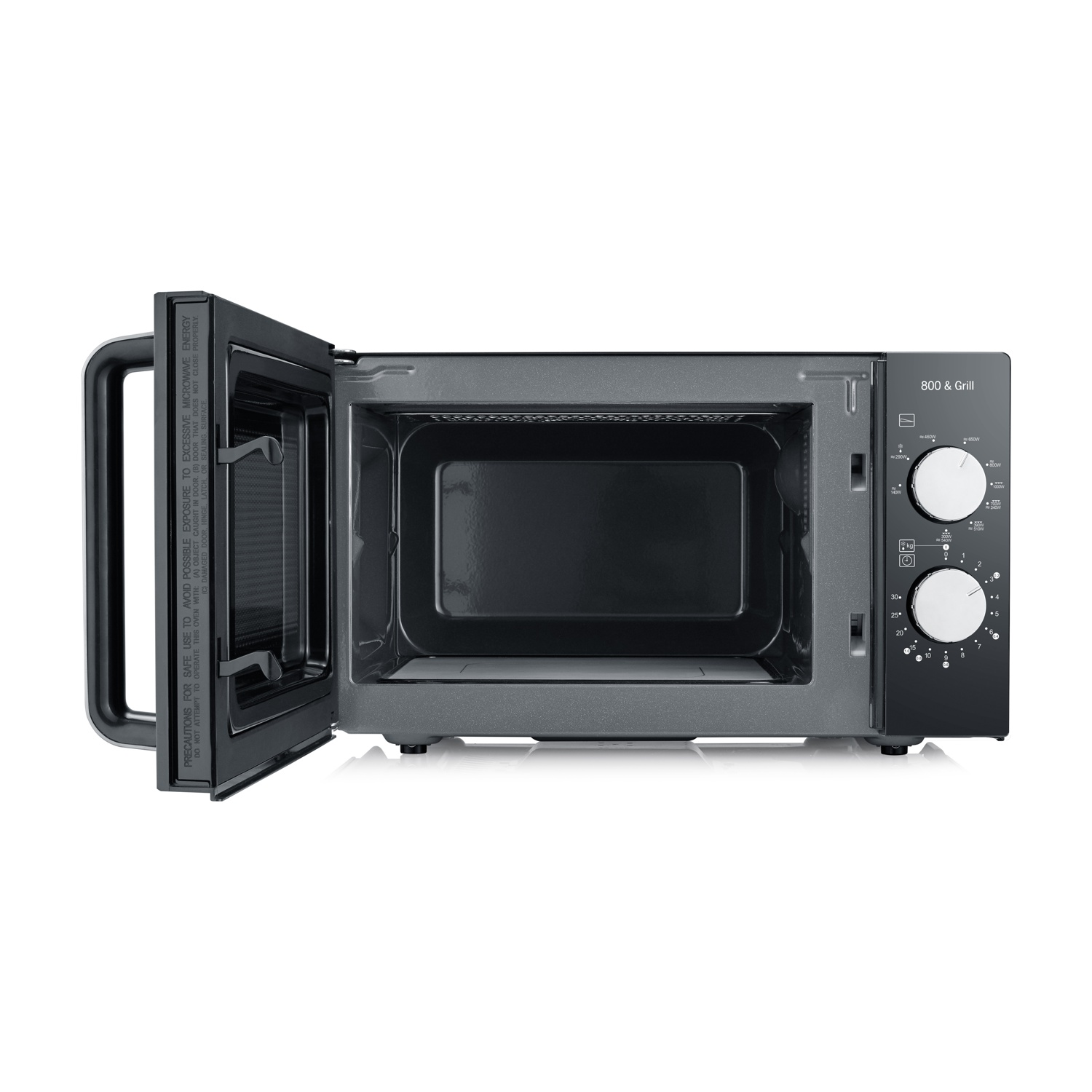MICROONDE + GRILL SEVERIN Microonde, grill, base piatta in vetro, 20L - MW77, capacità 20 l, potenza microonde max 800 W, Funzione grill, Potenza grill 1000 W, 9 livelli di potenza, Nero / Argento