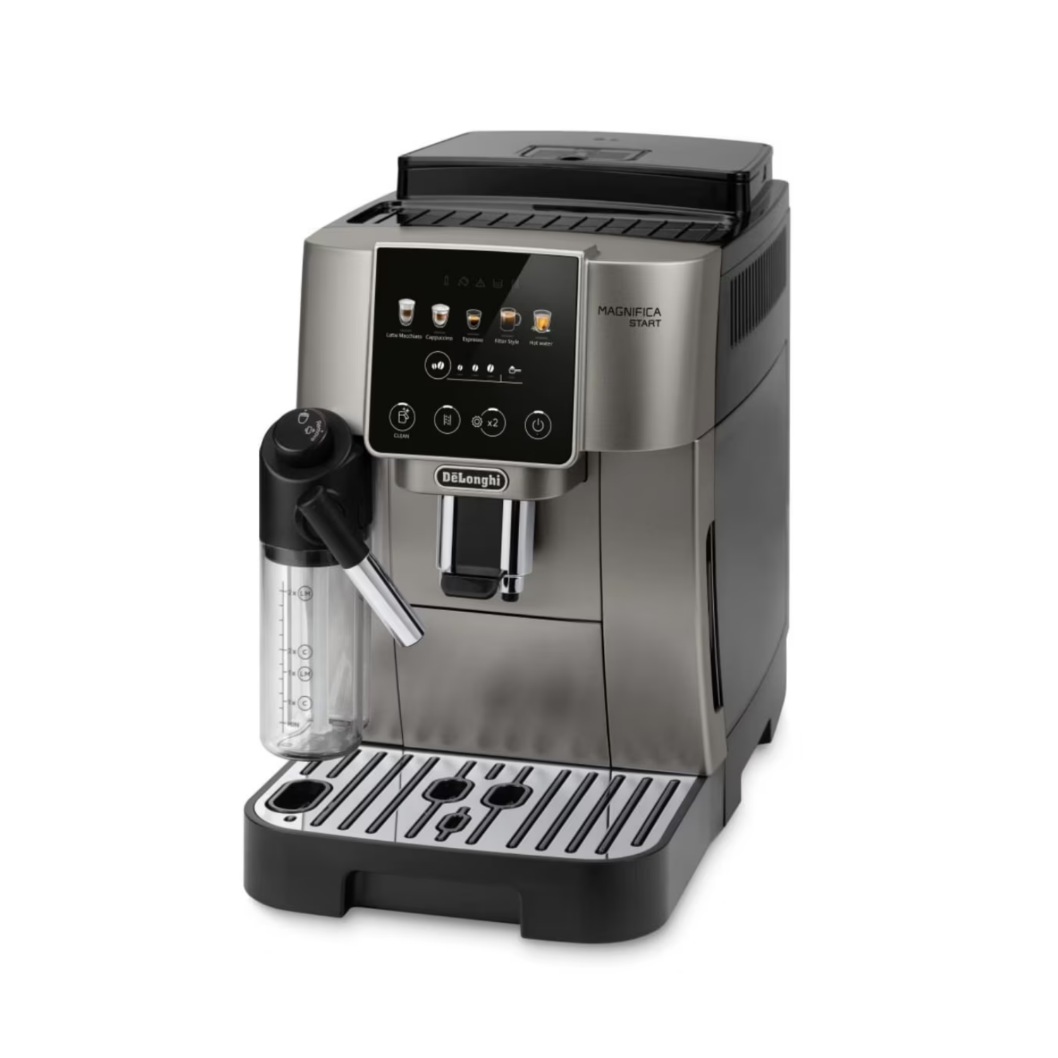 Cafetera superautomática - De’Longhi Magnifica Start ECAM220.91.TB, 15 bar, 1450 W, Molinillo integrado, Depósito de leche, Táctil, Negro Titanio