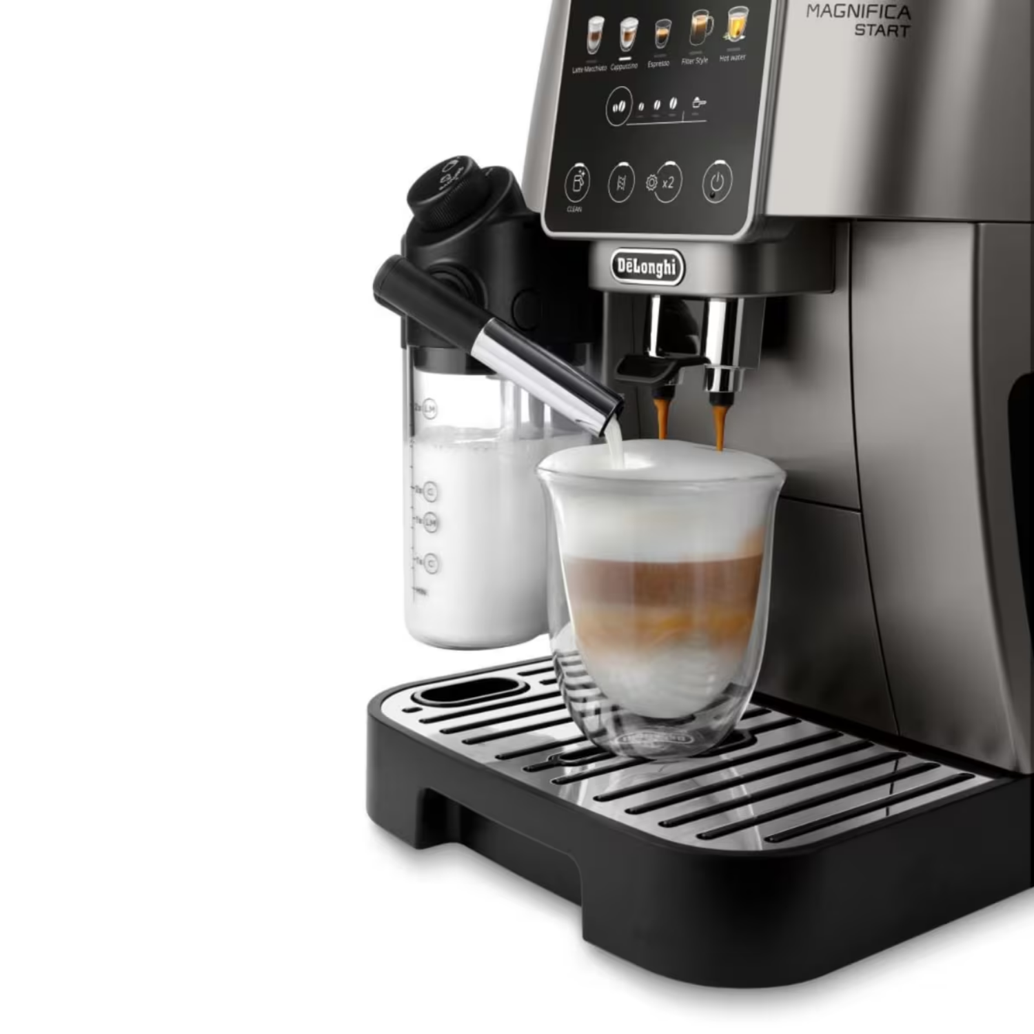 Cafetera superautomática - De’Longhi Magnifica Start ECAM220.91.TB, 15 bar, 1450 W, Molinillo integrado, Depósito de leche, Táctil, Negro Titanio