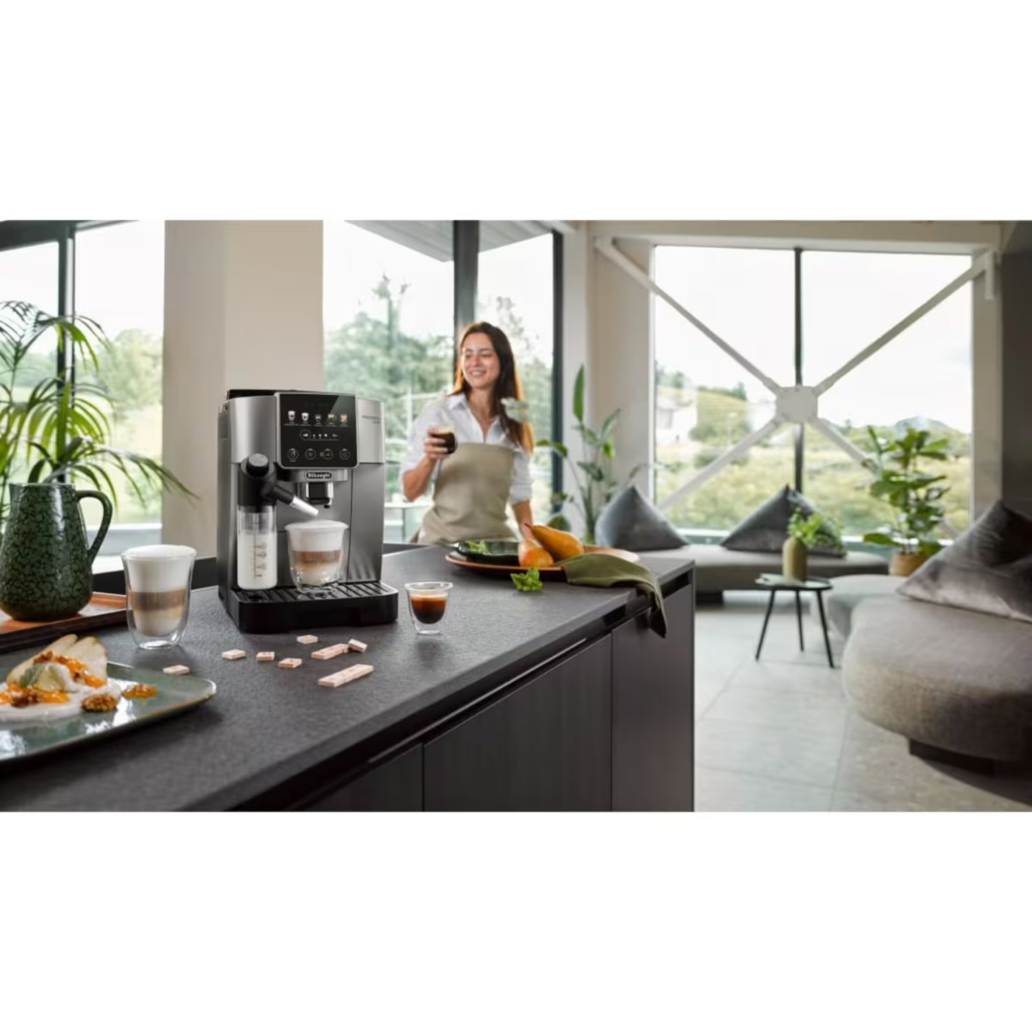 Cafetera superautomática - De’Longhi Magnifica Start ECAM220.91.TB, 15 bar, 1450 W, Molinillo integrado, Depósito de leche, Táctil, Negro Titanio