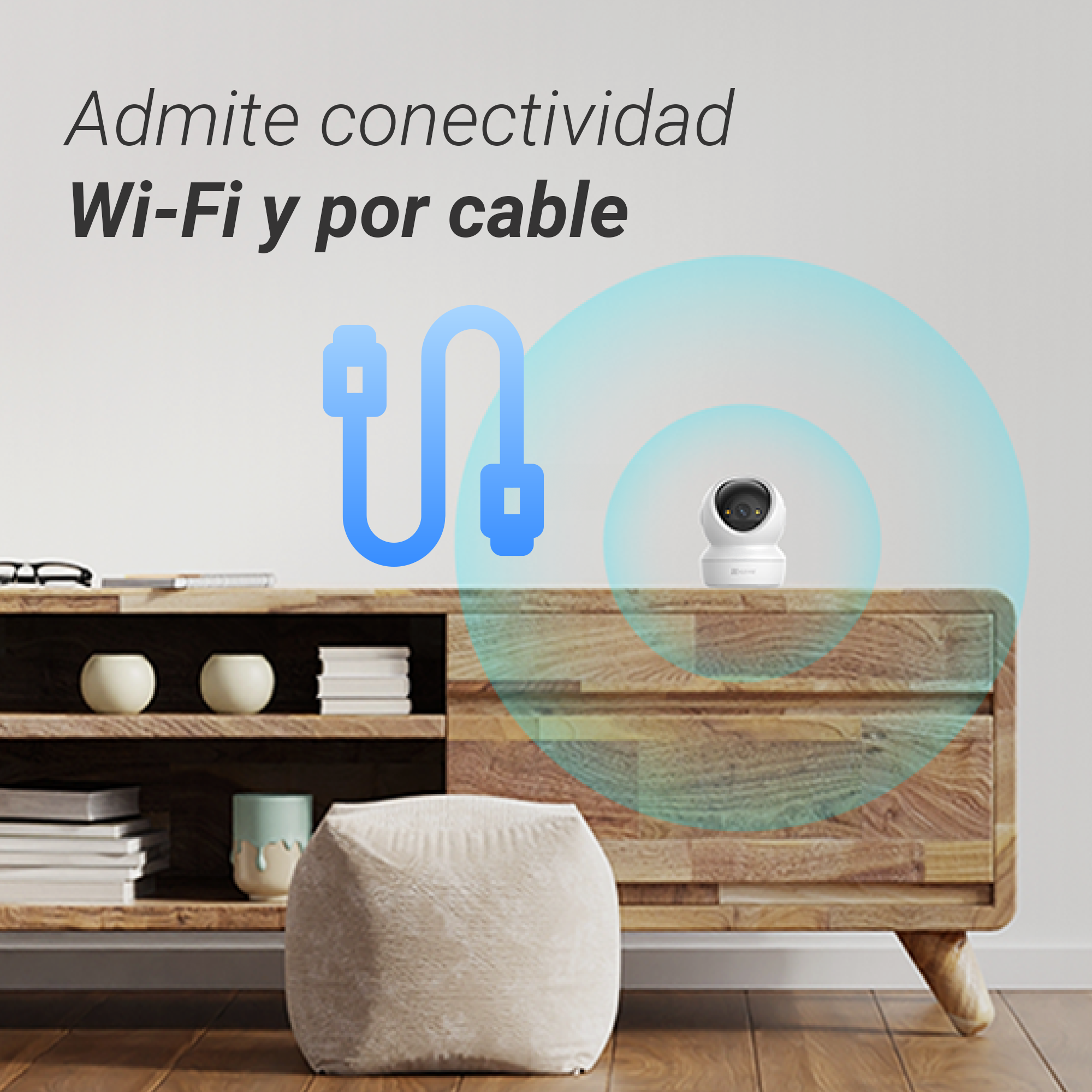 Cámara de vigilancia IP - Ezviz H6c, 2K, Función de visión nocturna, CMOS de escaneo progresivo de 1/2,7", Blanco
