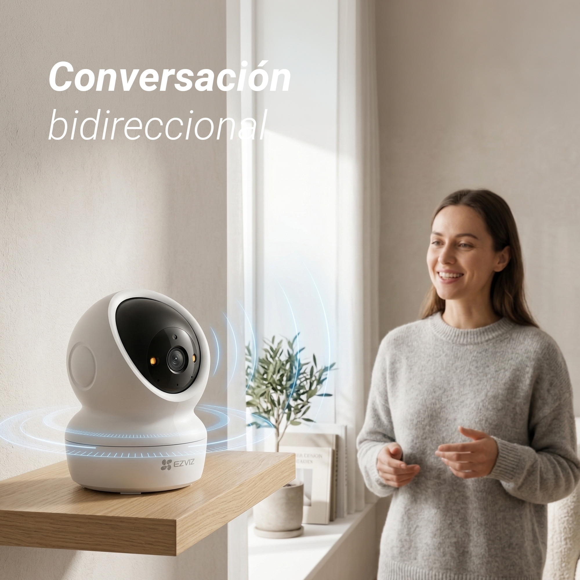 Cámara de vigilancia IP - Ezviz H6c, 2K, Función de visión nocturna, CMOS de escaneo progresivo de 1/2,7", Blanco