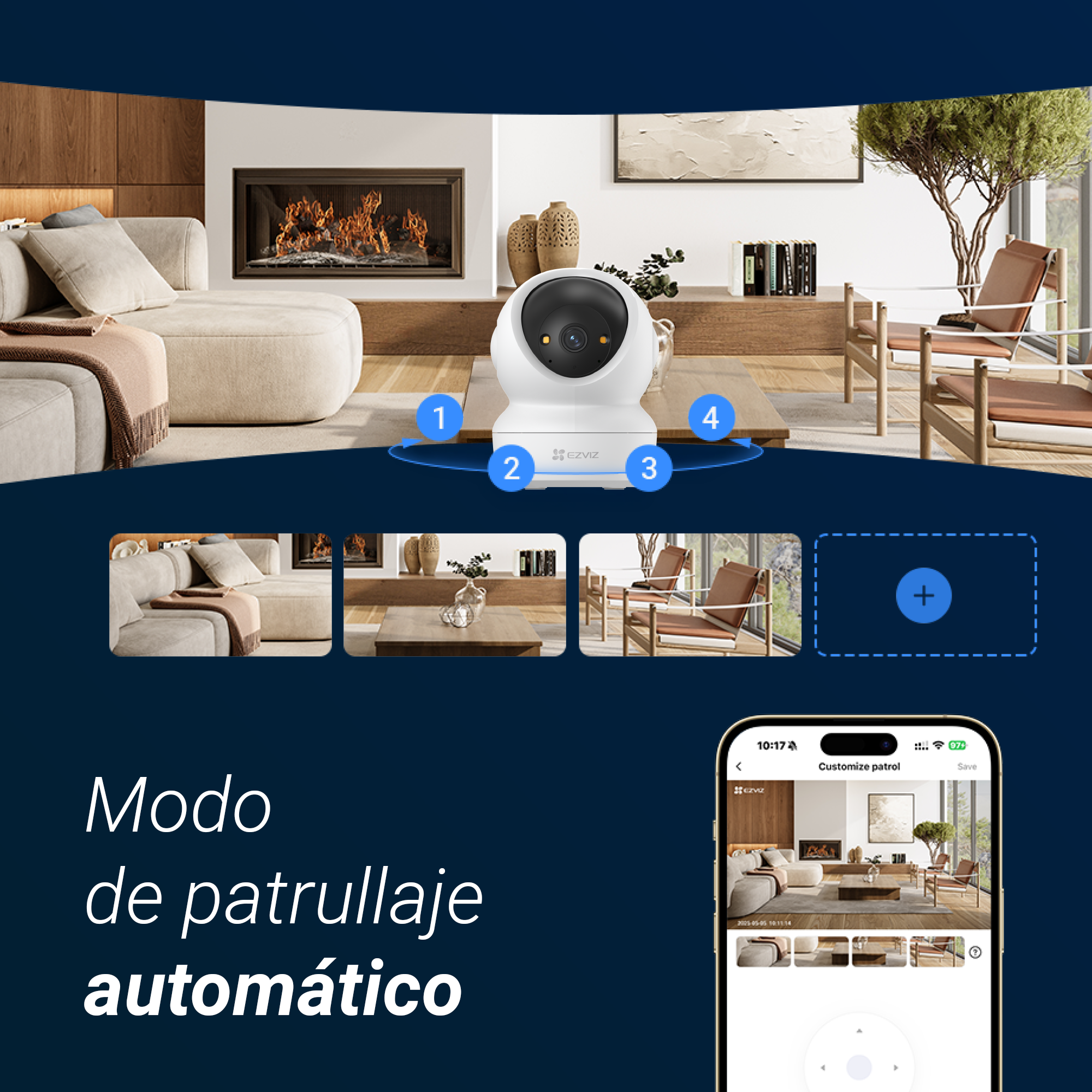 Cámara de vigilancia IP - Ezviz H6c, 2K, Función de visión nocturna, CMOS de escaneo progresivo de 1/2,7", Blanco