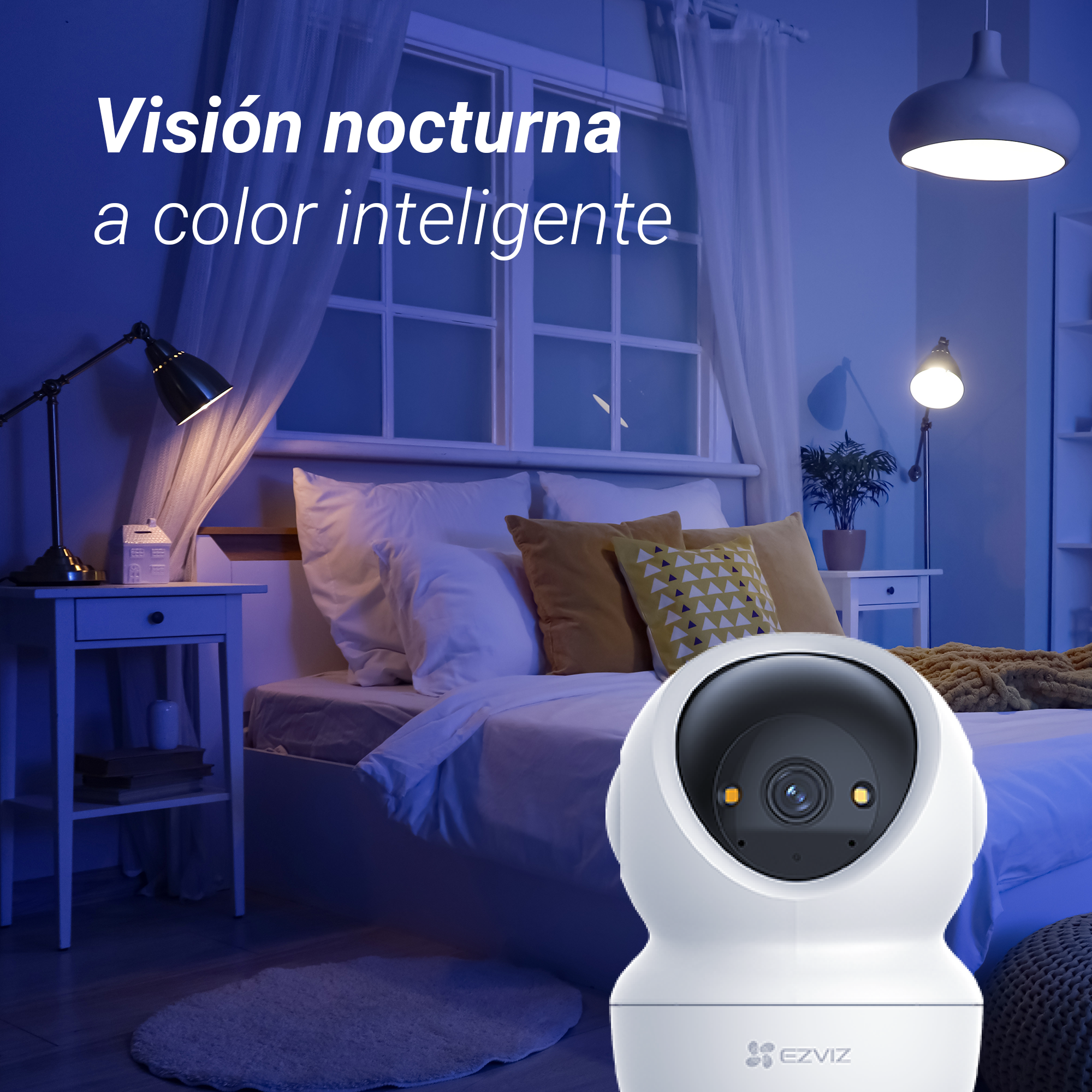 Cámara de vigilancia IP - Ezviz H6c, 2K, Función de visión nocturna, CMOS de escaneo progresivo de 1/2,7", Blanco