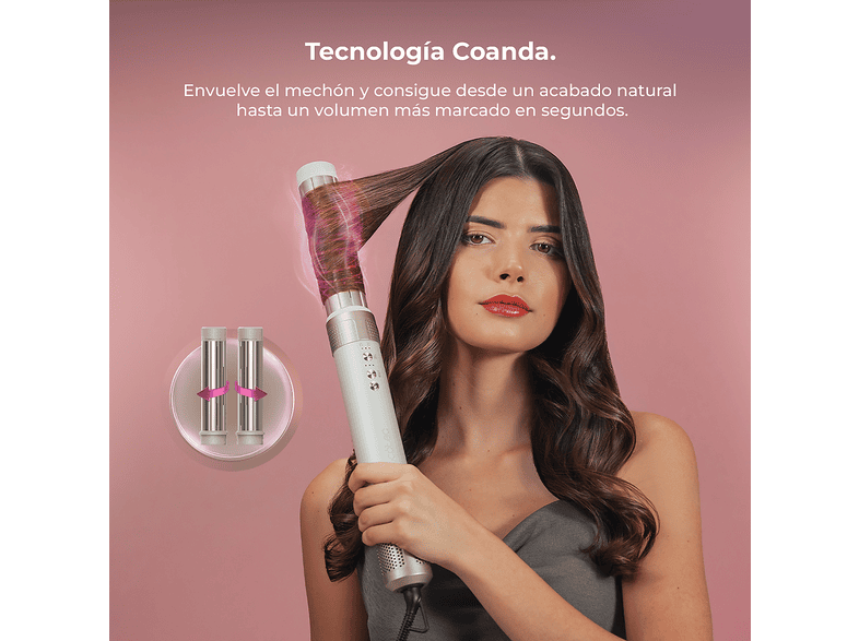Moldeador - Cecotec AirGlisse 10in1 Champagne Ice, 10 cabezales, Hasta 1400 W, Motor Brushless de 110.000 rpm y tecnología Coanda, – imagen 2