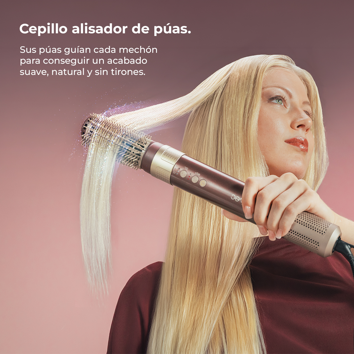 Moldeador - Cecotec AirGlisse 10in1 Champagne Ice, 10 cabezales, Hasta 1400 W, Motor Brushless de 110.000 rpm y tecnología Coanda, Champagne