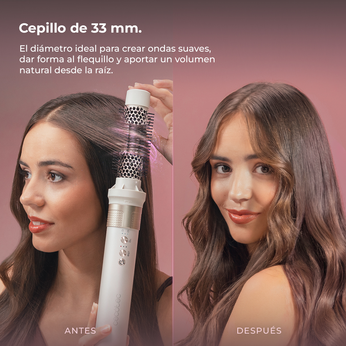 Moldeador - Cecotec AirGlisse 10in1 Champagne Ice, 10 cabezales, Hasta 1400 W, Motor Brushless de 110.000 rpm y tecnología Coanda, Champagne