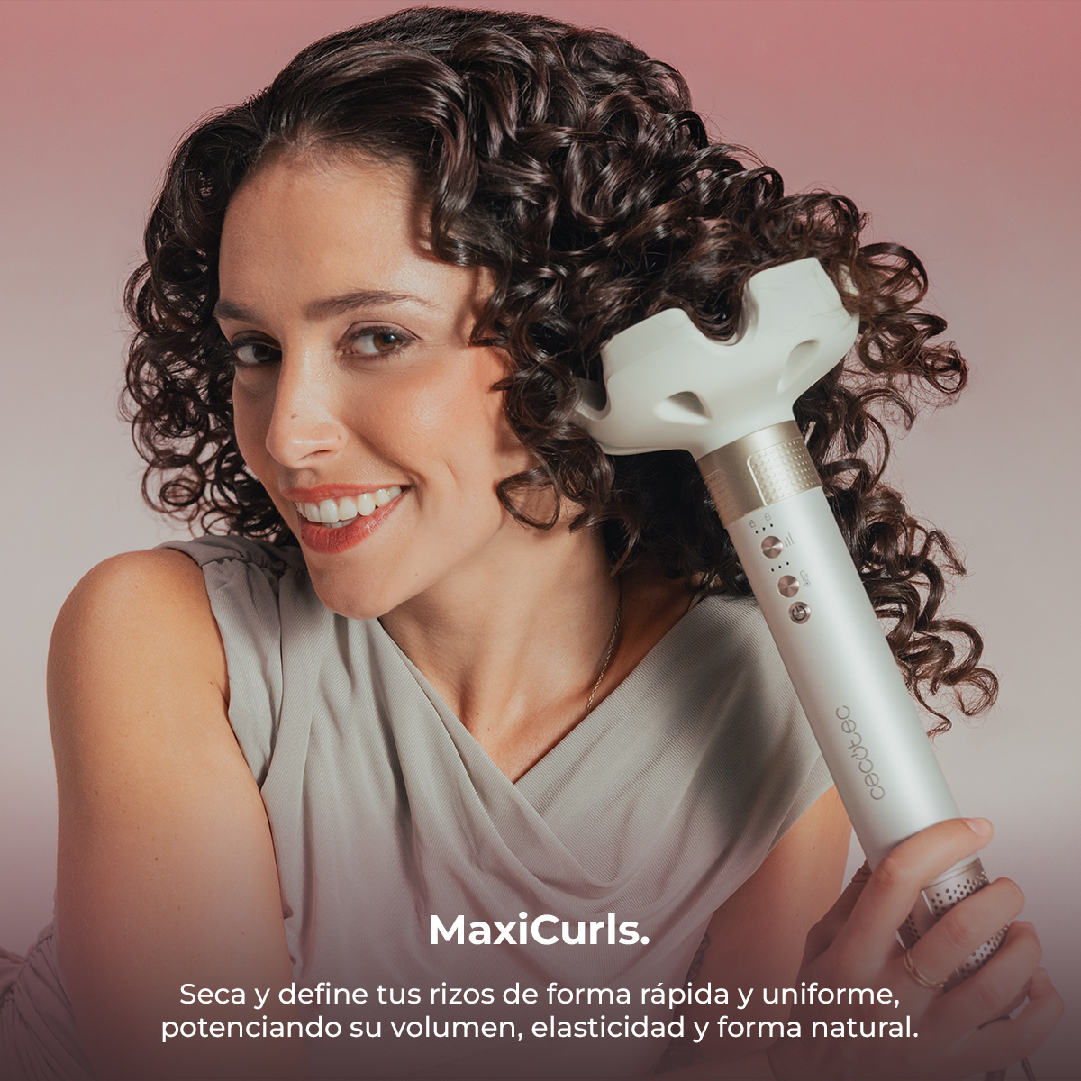 Moldeador - Cecotec AirGlisse 10in1 Champagne Ice, 10 cabezales, Hasta 1400 W, Motor Brushless de 110.000 rpm y tecnología Coanda, Champagne