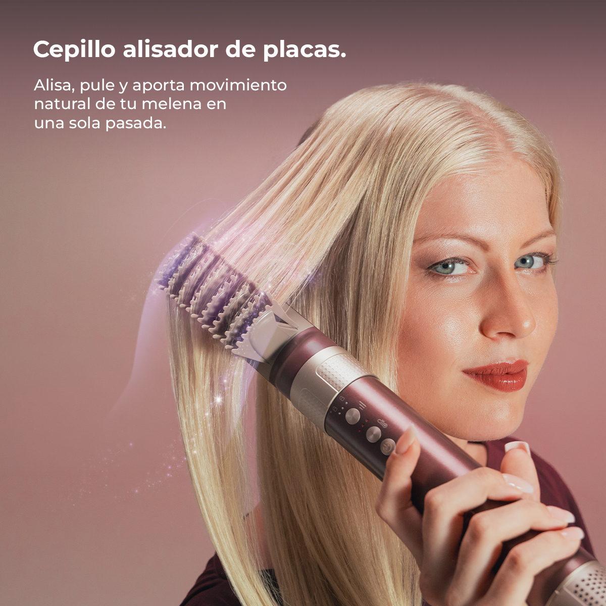 Moldeador - Cecotec AirGlisse 10in1 Champagne Ice, 10 cabezales, Hasta 1400 W, Motor Brushless de 110.000 rpm y tecnología Coanda, Champagne