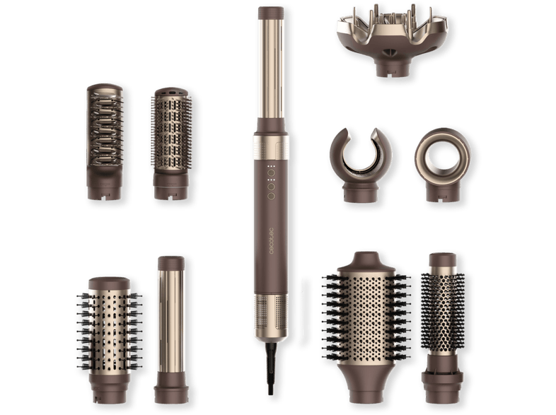 Moldeador - Cecotec AirGlisse 10in1 Champagne Ice, 10 cabezales, Hasta 1400 W, Motor Brushless de 110.000 rpm y tecnología Coanda,