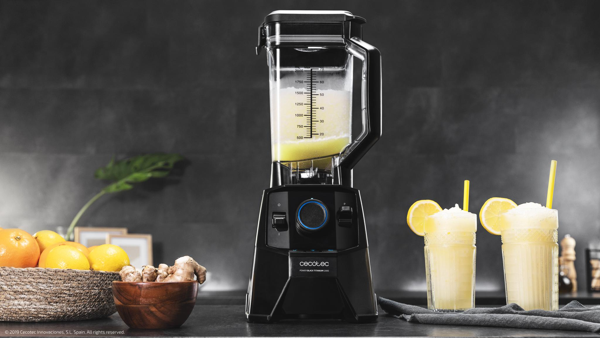 Batidora de vaso - Cecotec Power Black Titanium 2600MAX Pro Ultra, 2600 W, Jarra de 2 L y 3 programas, Negro