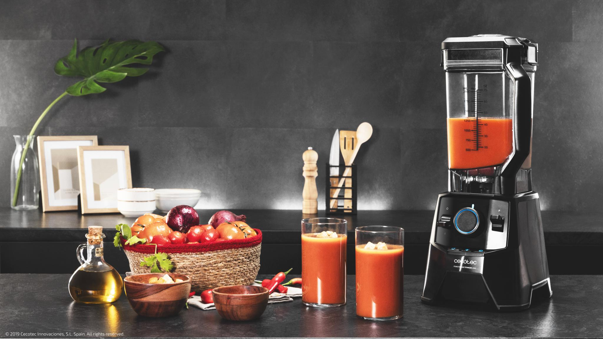 Batidora de vaso - Cecotec Power Black Titanium 2600MAX Pro Ultra, 2600 W, Jarra de 2 L y 3 programas, Negro