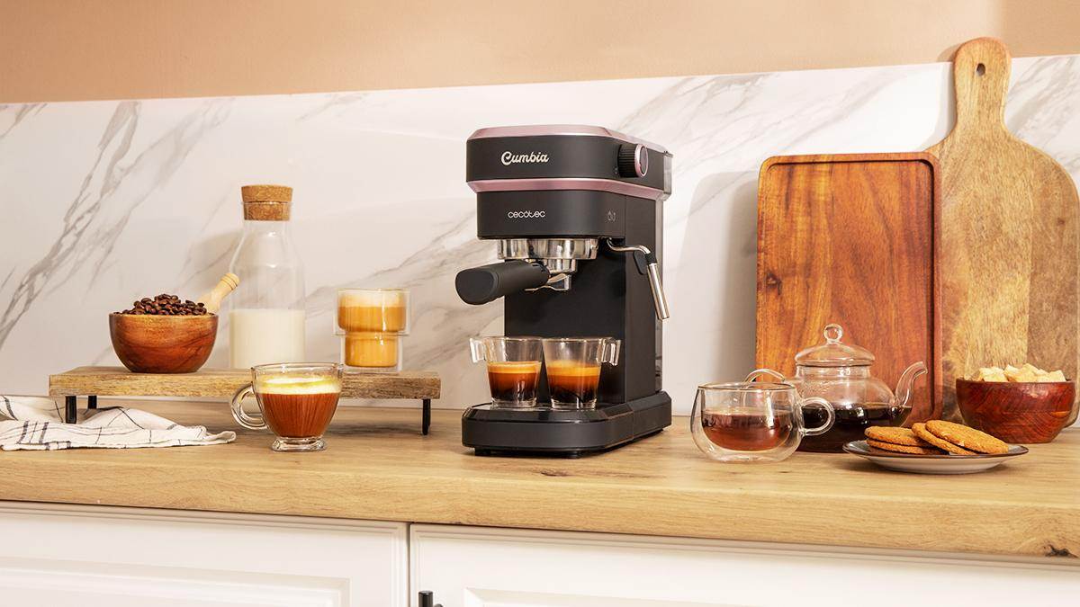 Cafetera express - Cecotec Cafelizzia 890 Rose Pink, 1350 W, 20 bares, Thermoblock y vaporizador, Rose