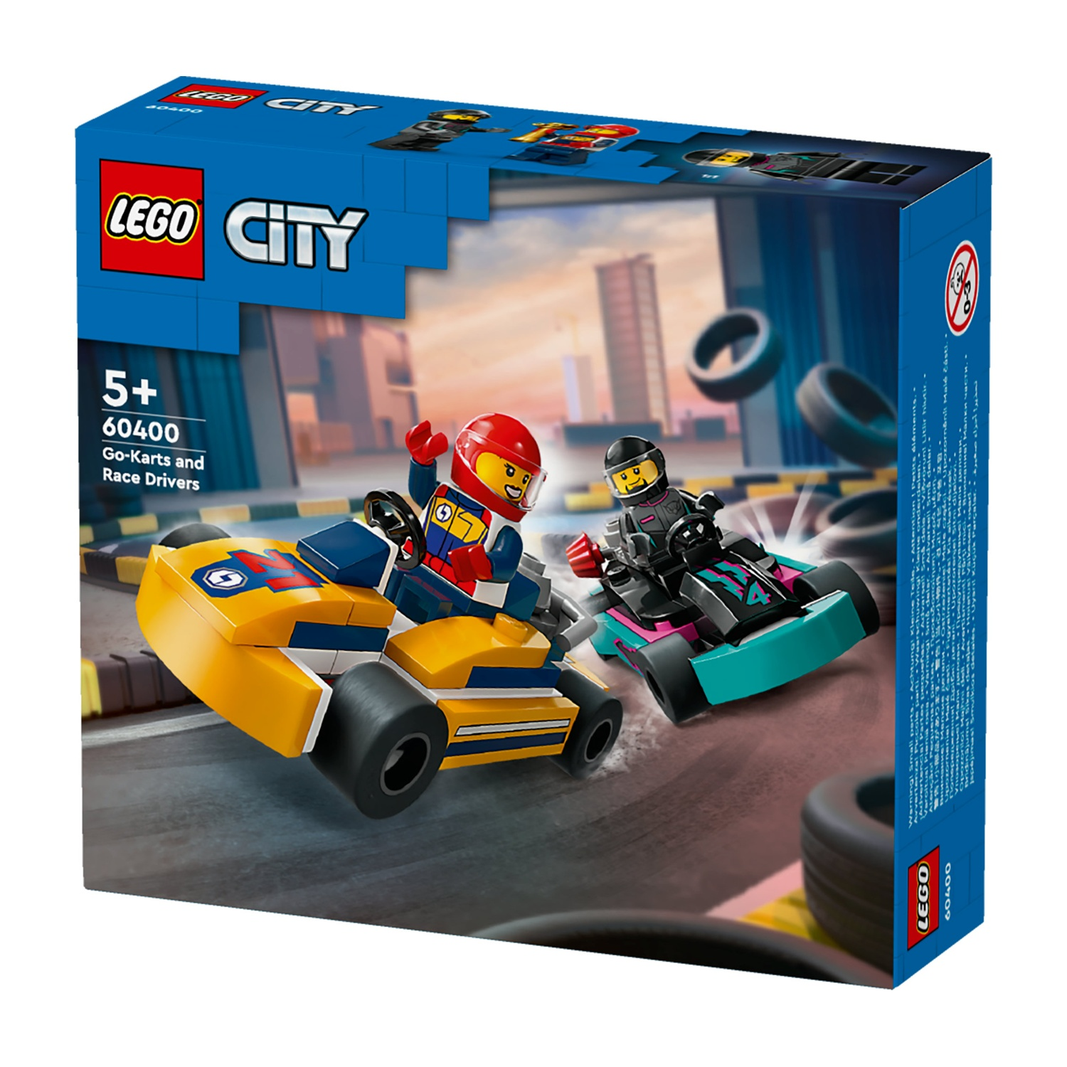 Scatola Lego City Go-Kart e Piloti con due kart su una pista.