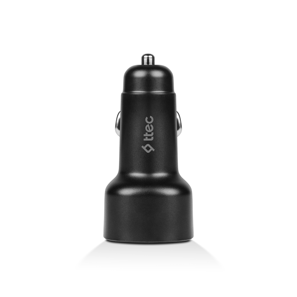 TTEC 2CKP02CS SmartCharger Duo PD 48W Araç İçi Hızlı Şarj Cihazı USB-C+USB-A - USB-C-USB-C 3A Kablo-Siyah