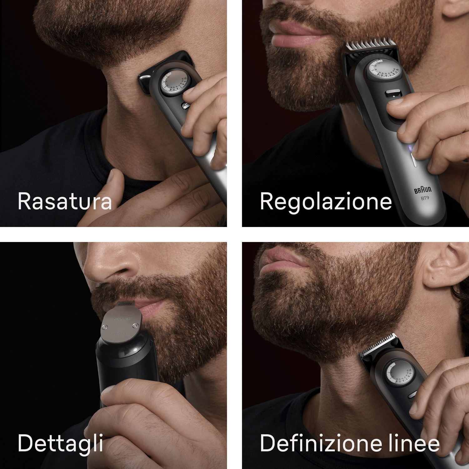 Regolabarba BRAUN BEARD BT9520F1 CROMO, Lama in acciaio, Wet & Dry, Accumulatore, CROMO