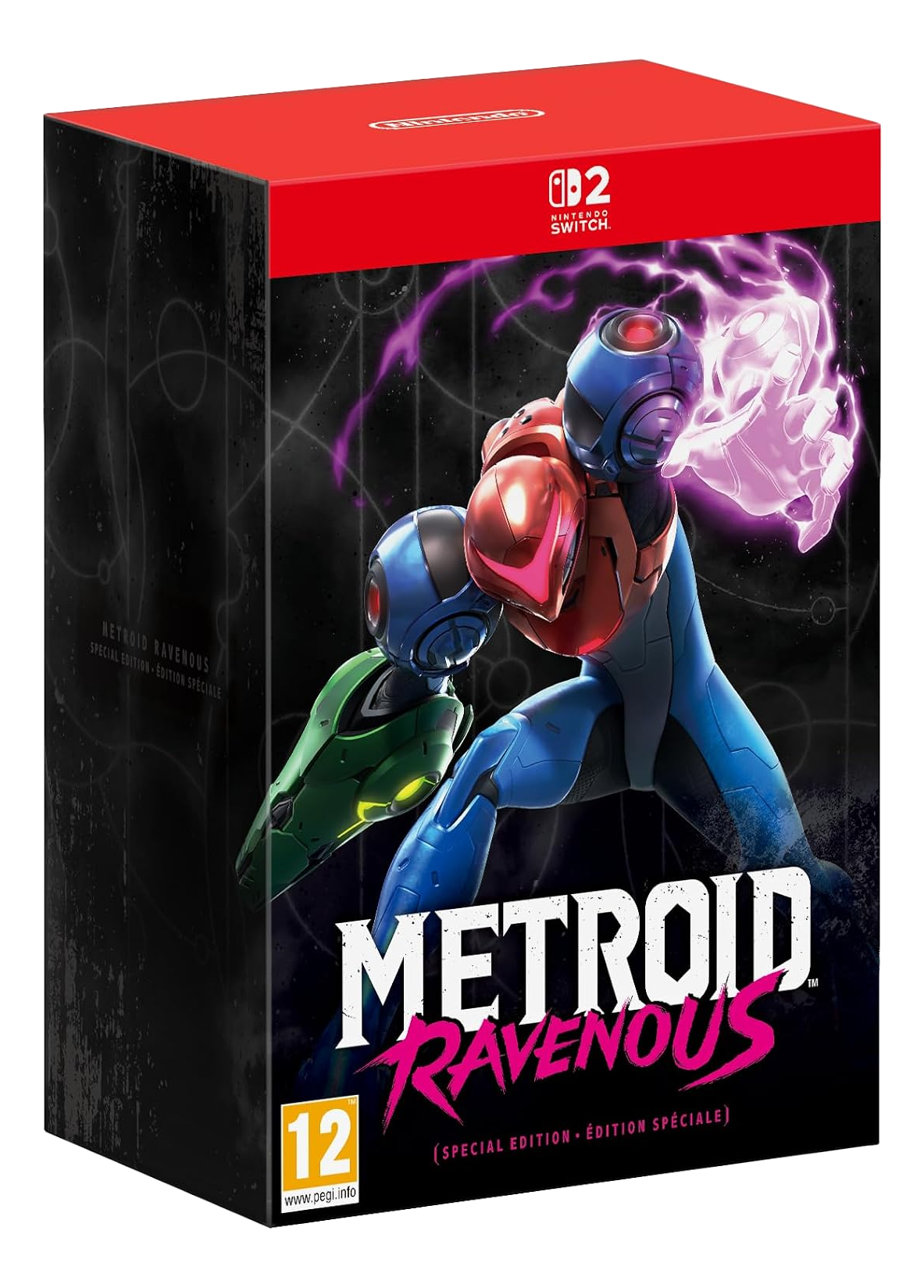 Édition spéciale Metroid Ravenous pour Nintendo Switch 2 avec Samus Aran sur la couverture.