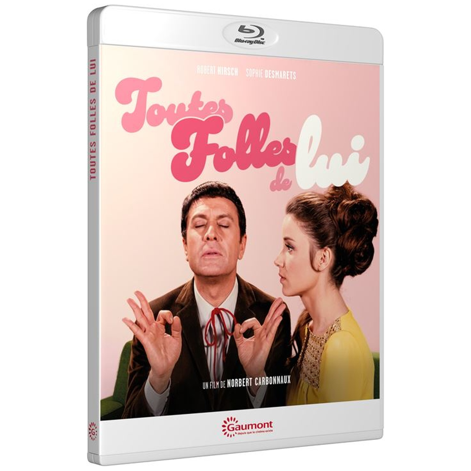 Blu-ray cover of the film Toutes Folles de Lui featuring a man in a meditative pose and a woman beside him.