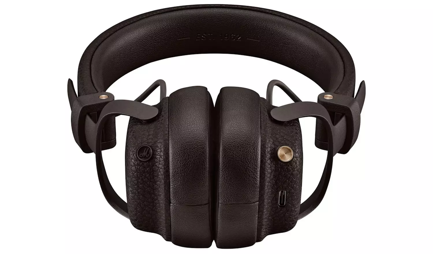 Auriculares supraaurales negros con diadema acolchada y detalles metálicos sobre fondo blanco.
