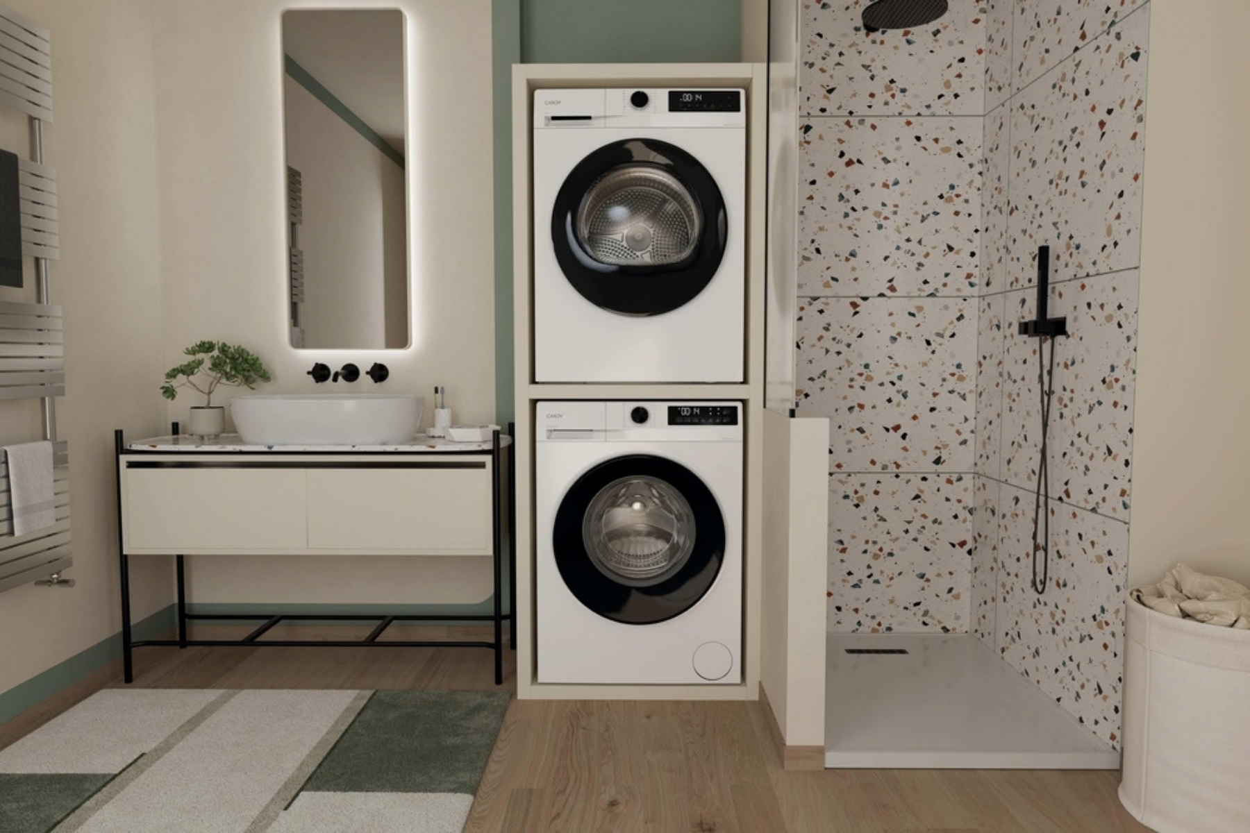 Secadora bomba de calor Candy GD 9N2B-37, 9 kg, 5 ciclos rápidos, Easy Iron Plus, puerta reversible, blanco/negro