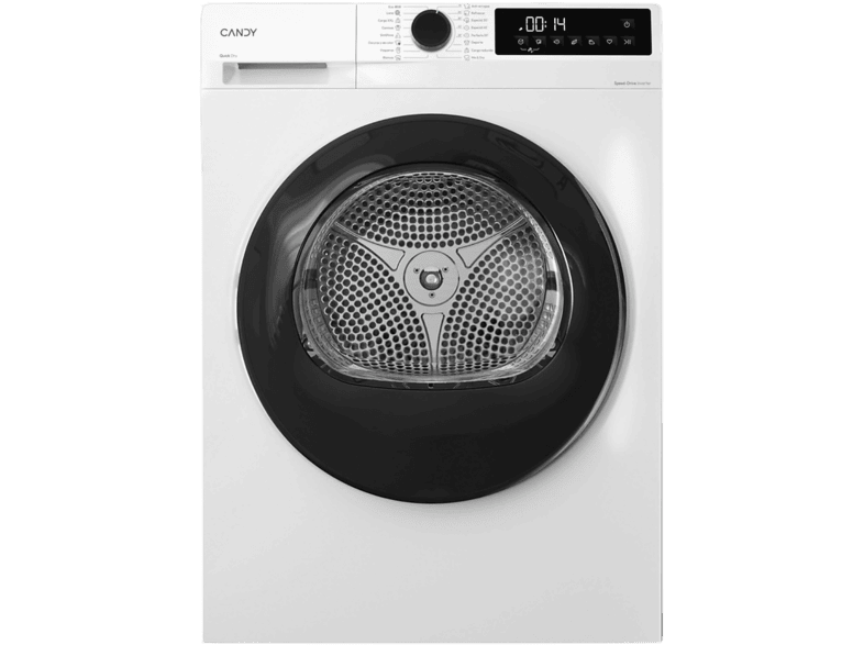 Secadora bomba de calor Candy GD 9N2B-37, 9 kg, 5 ciclos rápidos, Easy Iron Plus, puerta reversible, blanco/negro