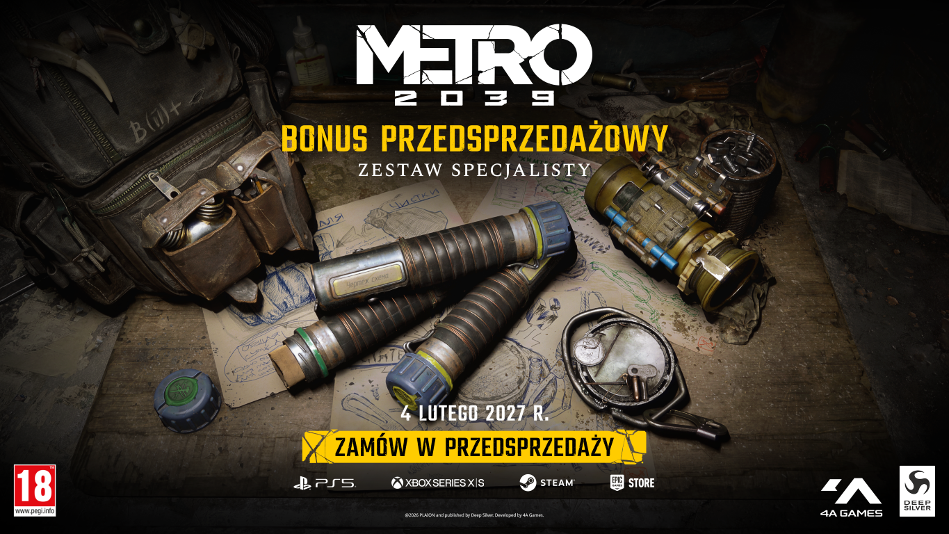 Obraz promocyjny Metro 2039 przedstawiający ekwipunek, taki jak plecak, latarki i notatki.