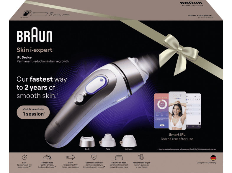 Braun Skin i-expert Pro IPL PL7321 - Golden Ribbon IPL-Lasergerät (Gold, mit Smart Flex Aufsatz, 2 Aufsätze, Tasche, Venus Rasierer, Netzbetrieb) — Foto 5 von 5