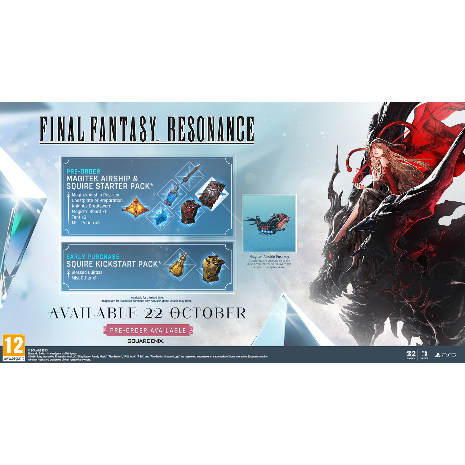 Il poster di Final Fantasy Resonance mostra i bonus di preordine e acquisto anticipato, disponibile il 22 ottobre.
