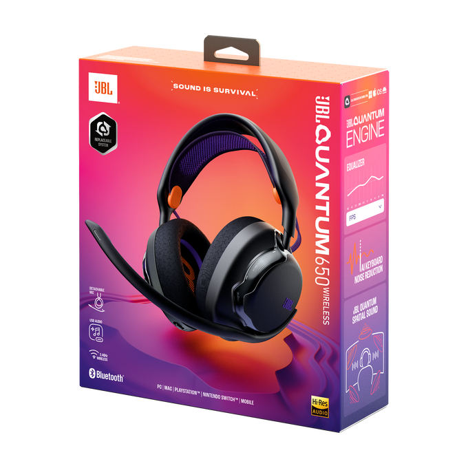 Auriculares gaming - JBL Quantum 650, 45 h de autonomía, Inalámbrico, Negro