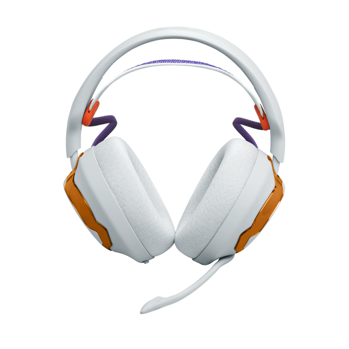 Auriculares gaming - JBL Quantum 650, 45 h de autonomía, Inalámbrico, Blanco y Naranja