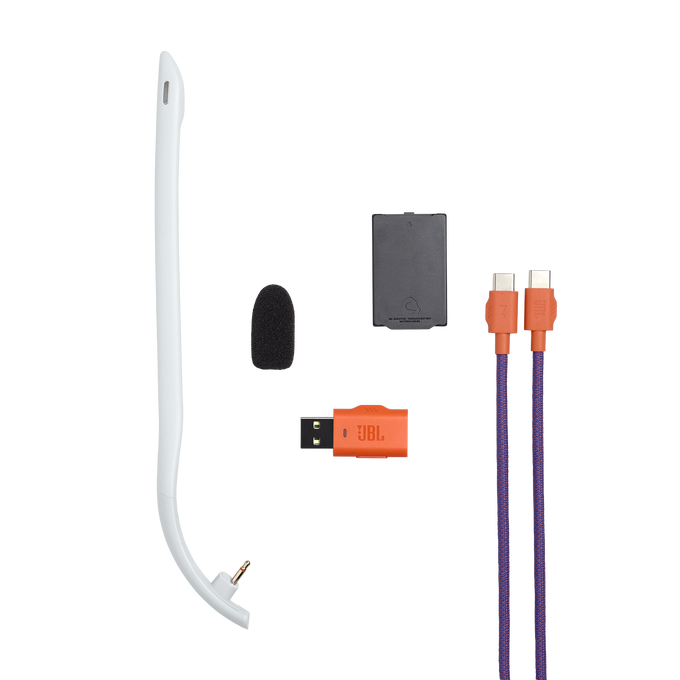 Auriculares gaming - JBL Quantum 650, 45 h de autonomía, Inalámbrico, Blanco y Naranja