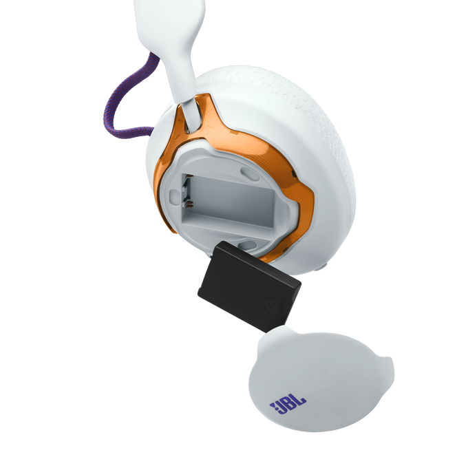 Auriculares gaming - JBL Quantum 650, 45 h de autonomía, Inalámbrico, Blanco y Naranja