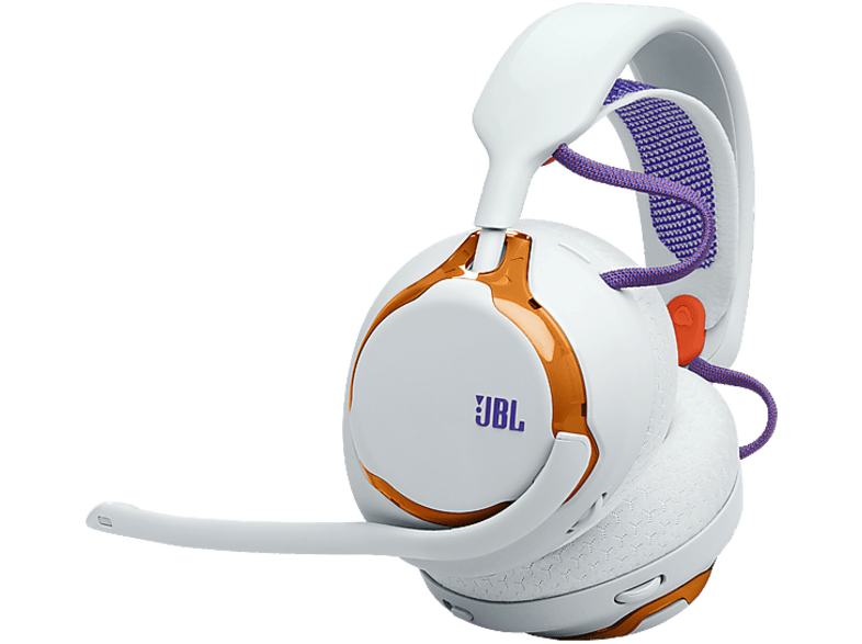 Auriculares gaming - JBL Quantum 650, 45 h de autonomía, Inalámbrico, Blanco y Naranja