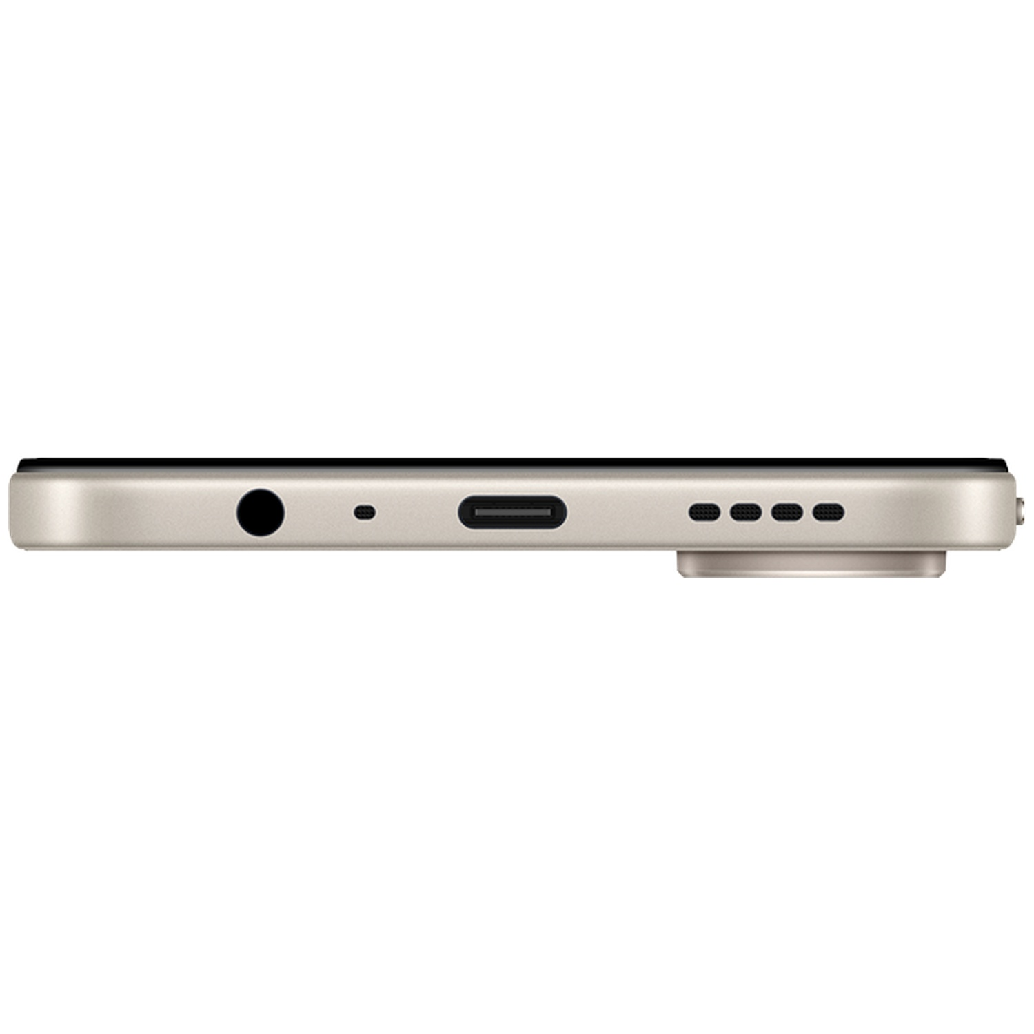 Onderzijde van een smartphone met koptelefoonaansluiting, microfoon, USB-C-poort en luidspreker.