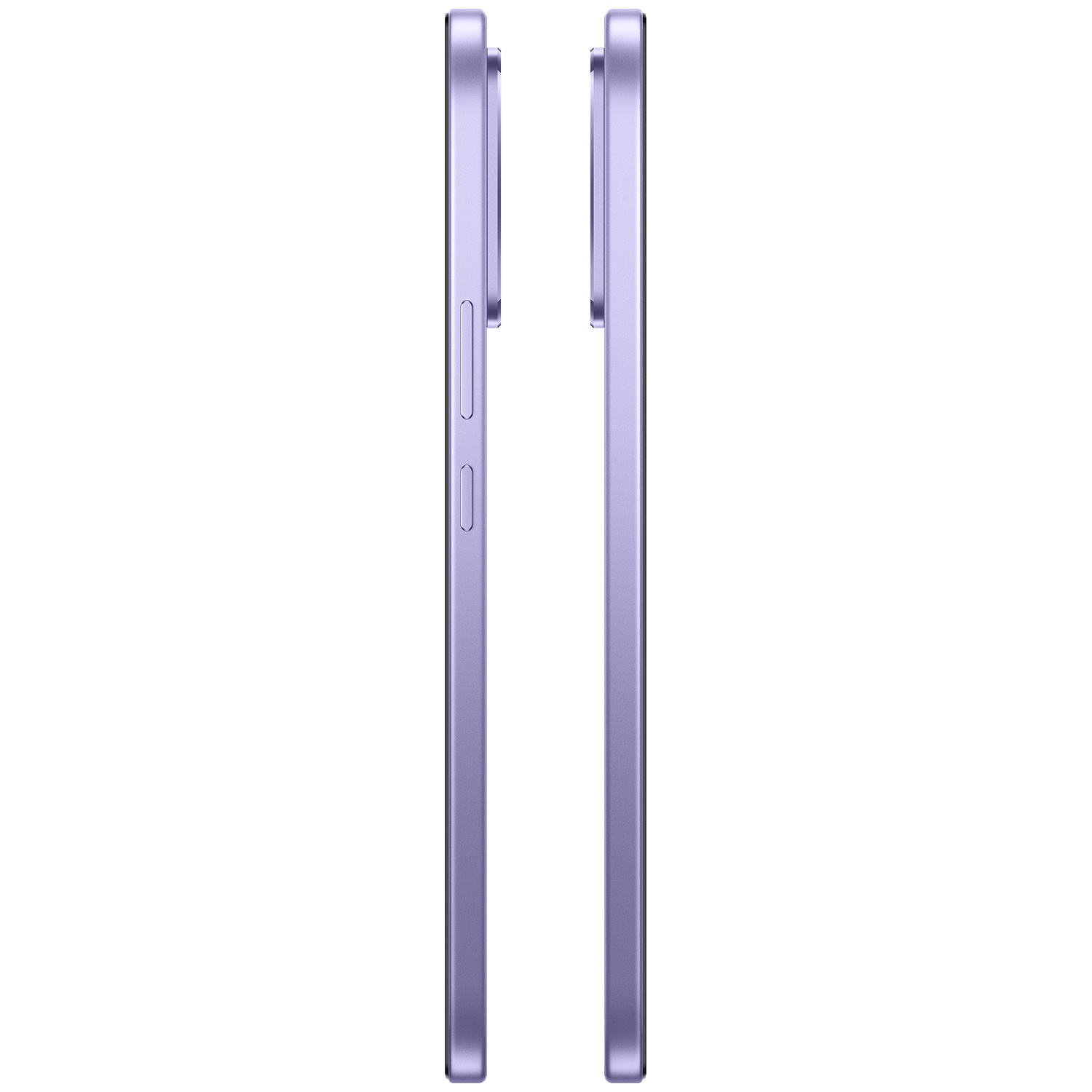 Vues latérales d'un smartphone violet mince avec des boutons visibles sur fond blanc.