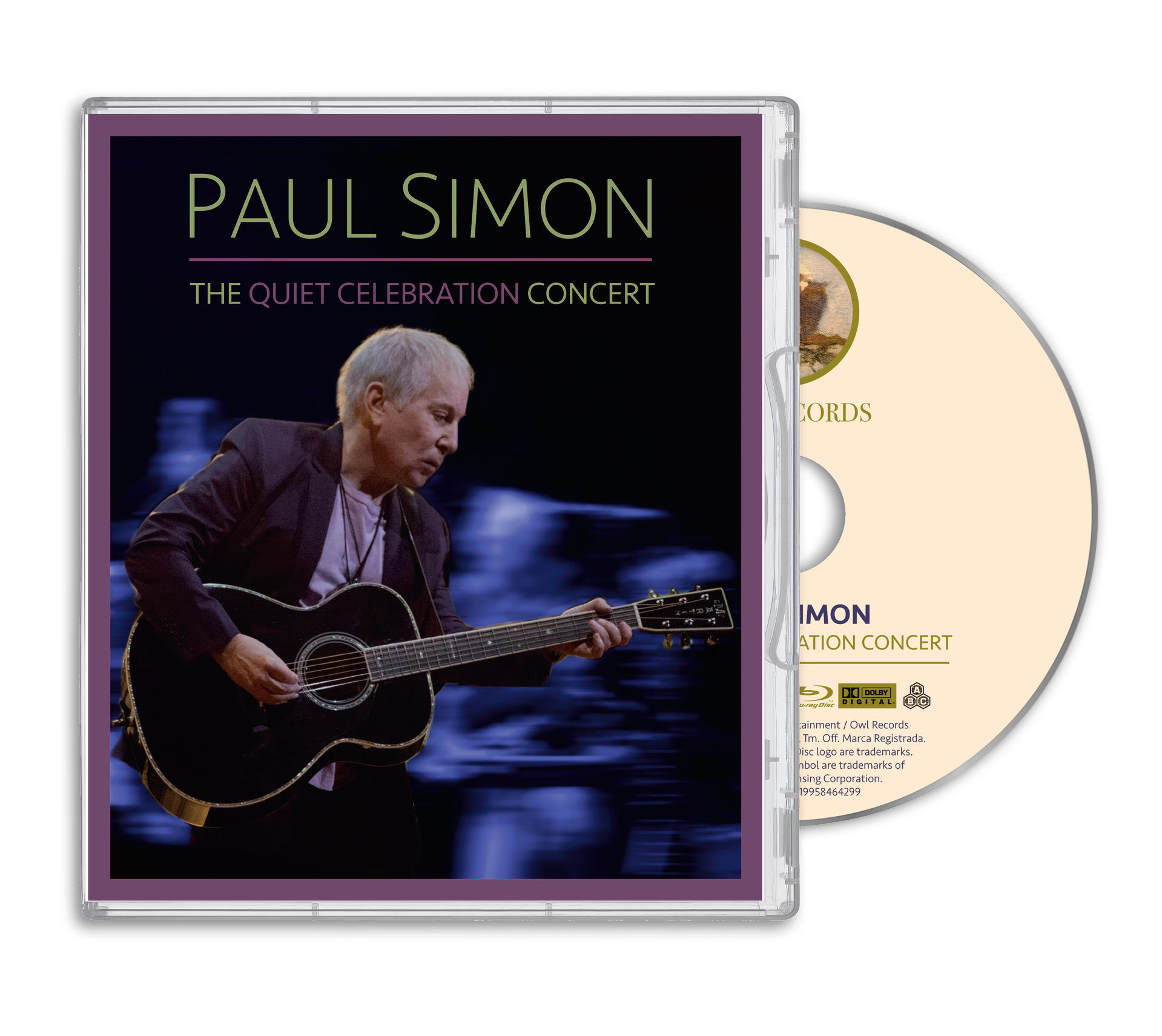 DVD-Hülle und CD von Paul Simon: The Quiet Celebration Concert mit dem Künstler auf dem Cover.