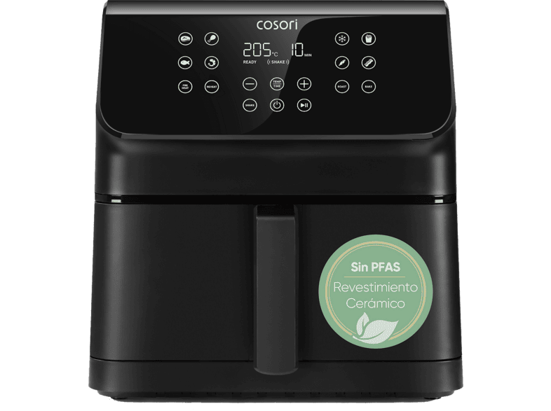Freidora de aire - Cosori Premium II con revestimiento cerámico, 6.2 l, 1700 W, 205 °C, Negro