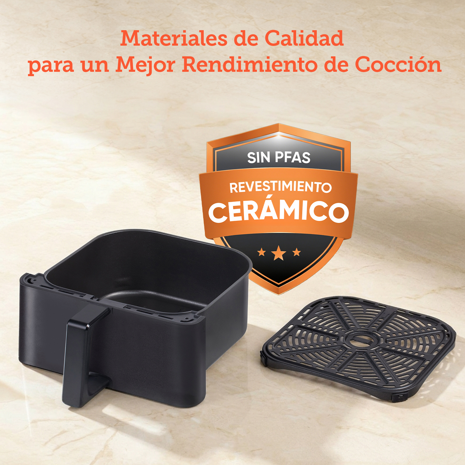 Freidora de aire - Cosori Premium II con revestimiento cerámico, 6.2 l, 1700 W, 205 °C, Negro