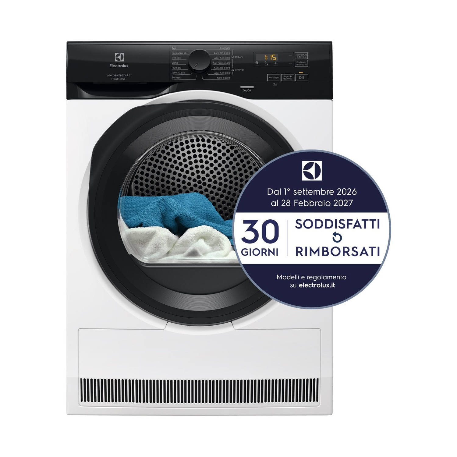 ASCIUGATRICE ELECTROLUX EW6HZ1CH8C A pompa di calore, 8 kg, profondità 63,8 cm, 66 dB(A), Bianco, Classe C