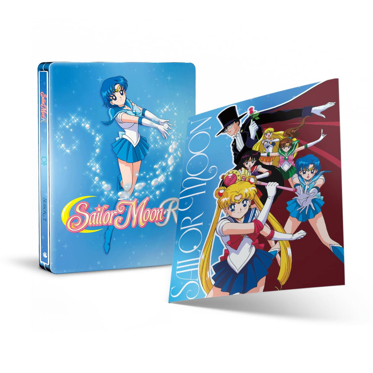 Sailor Moon R Steelbook und Art Card mit Sailor Mercury und den Hauptfiguren.