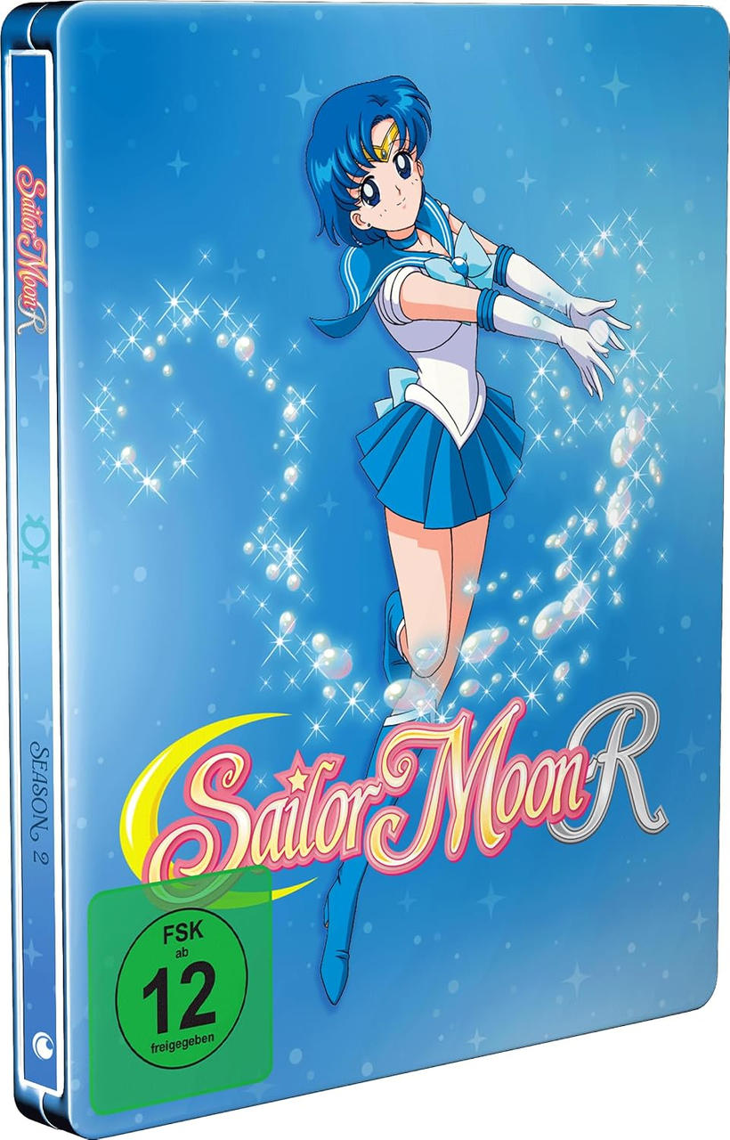 Sailor Moon R Staffel 2 Steelbook mit blauer Hintergrund und Sailor Mercury.