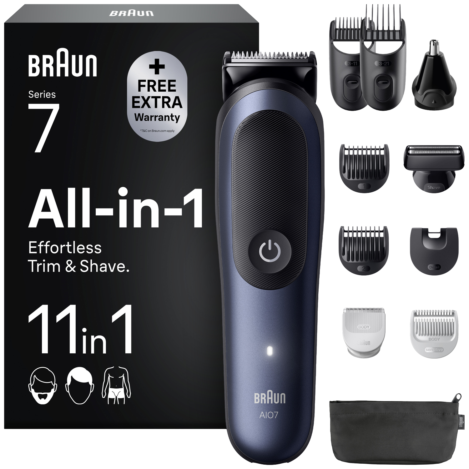 BRAUN All-in-One 11-in-1 AIO 7540 Multigroomer Blauw