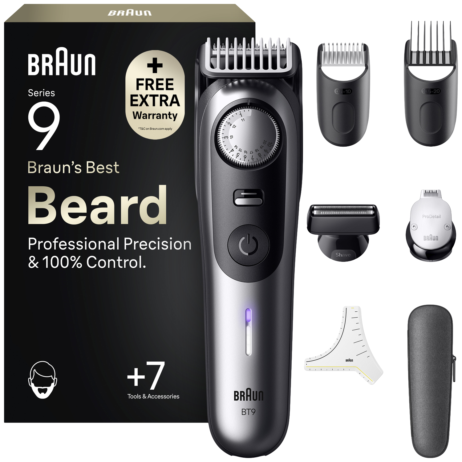 BRAUN baardtrimmer BT 9520 Baardtrimmer Metallic grijs