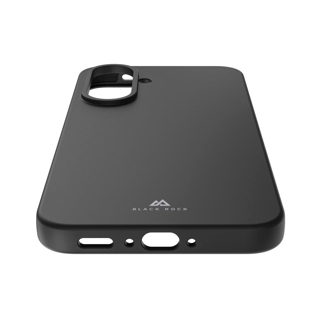 Schwarze Black Rock Smartphone-Hülle mit Kameraausschnitt auf weißem Hintergrund.