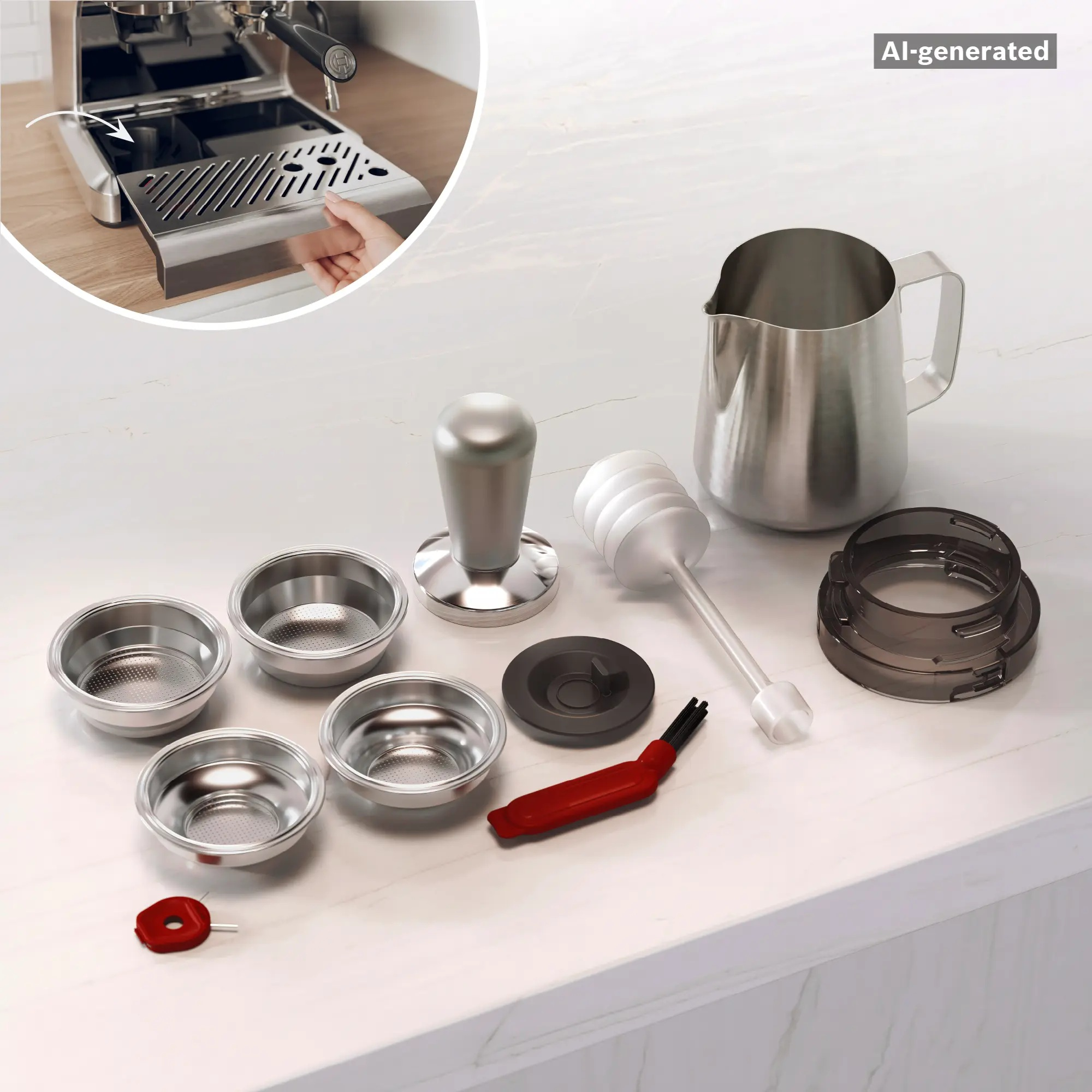 Ekspres kolbowy z młynkiem BOSCH HomeCafé PFE403B3 15 bar Srebrny