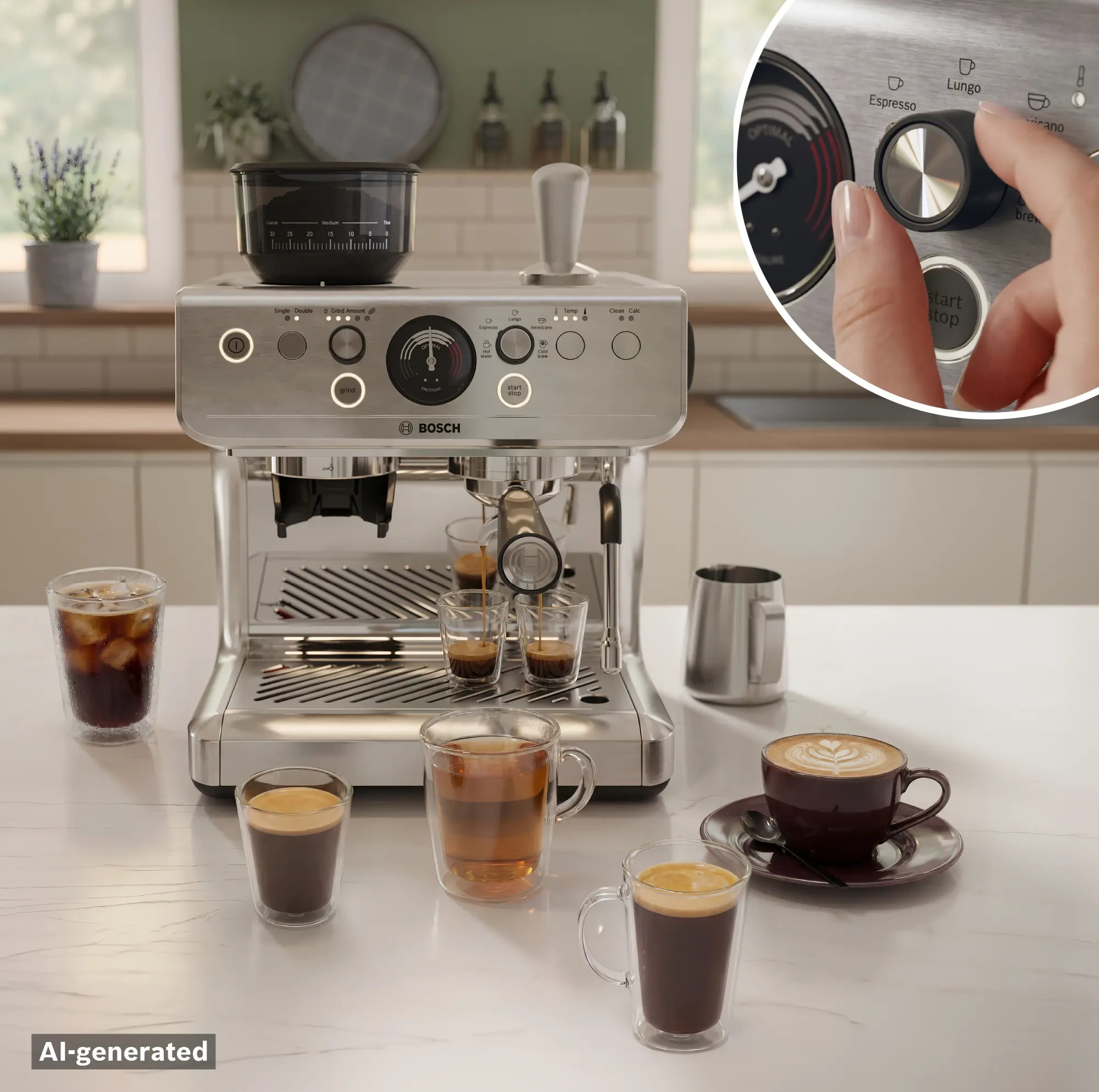 Ekspres kolbowy z młynkiem BOSCH HomeCafé PFE403B3 15 bar Srebrny